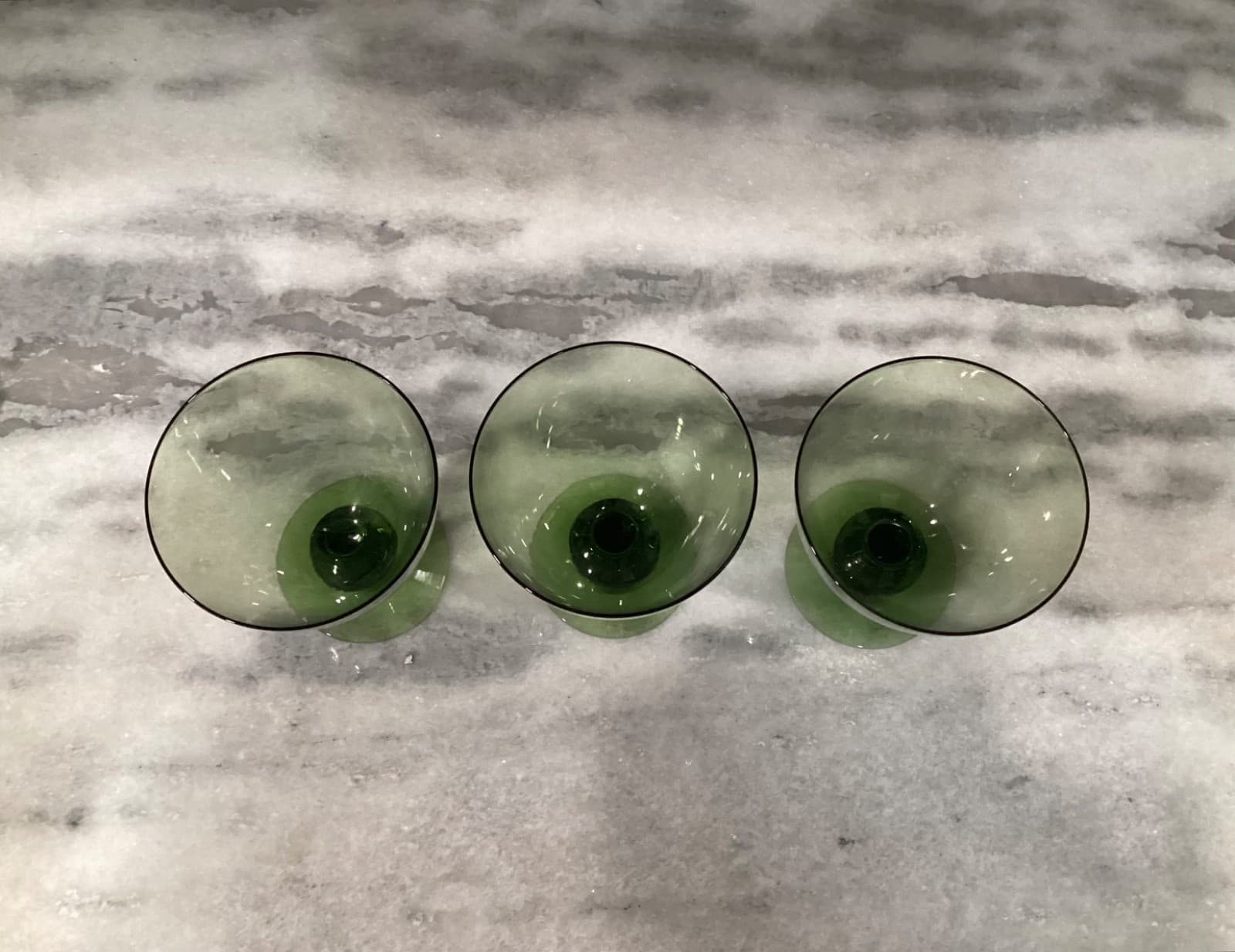 Orrefors Hand Blown Crystal Green Water Goblets MCM Barware Made In Sweden (3) - Thumbnail 3