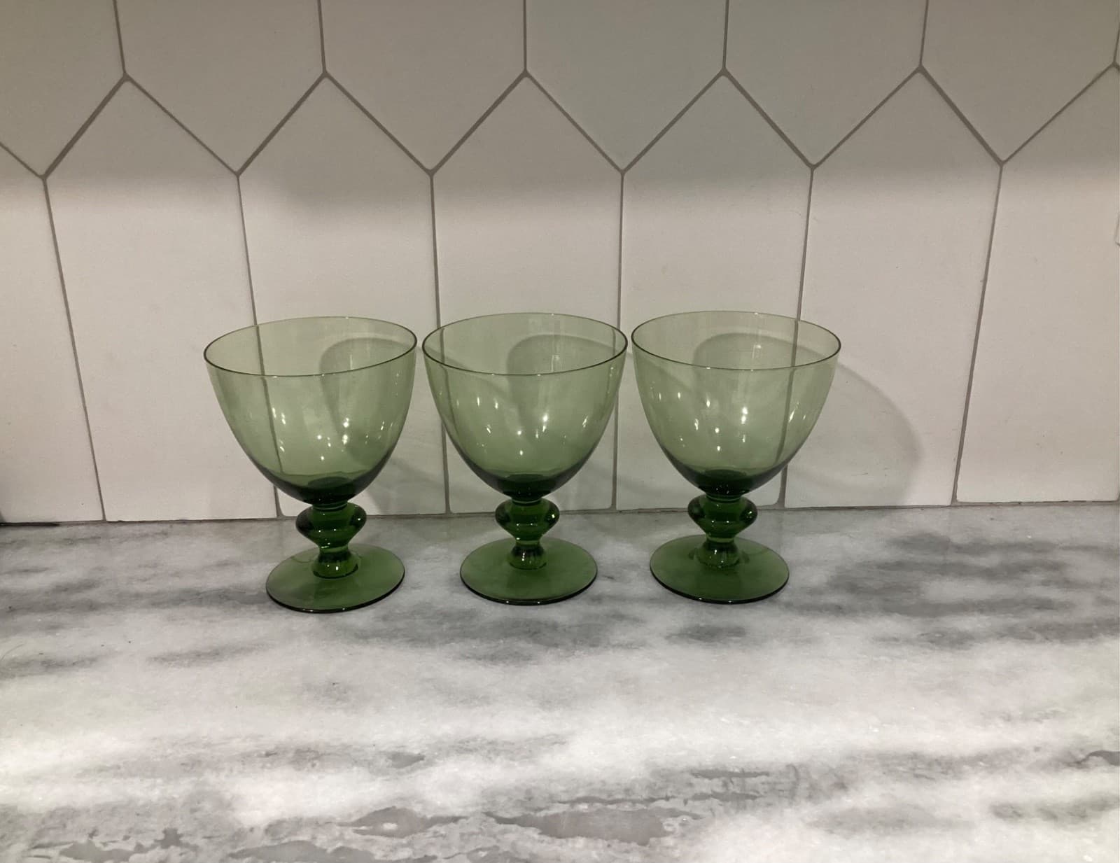 Orrefors Hand Blown Crystal Green Water Goblets MCM Barware Made In Sweden (3) - Thumbnail 9