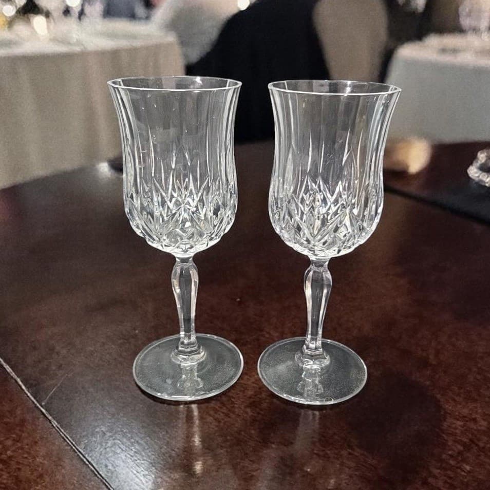 RCR Royal Crystal Rock Clear Opera Wine Glasses, Set of 2, Vintage Stemware
