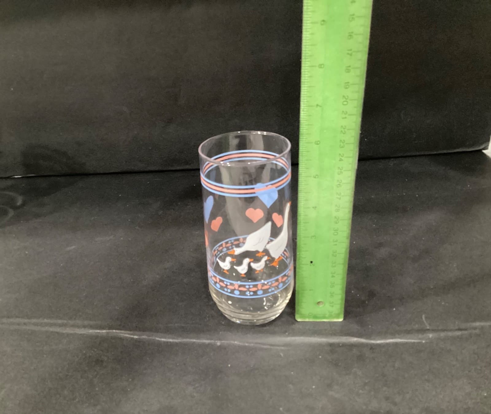 VTG Set of 2 Geese & Hearts Drinking Glasses Tumblers Blue Pink Country Luminarc - Thumbnail 5