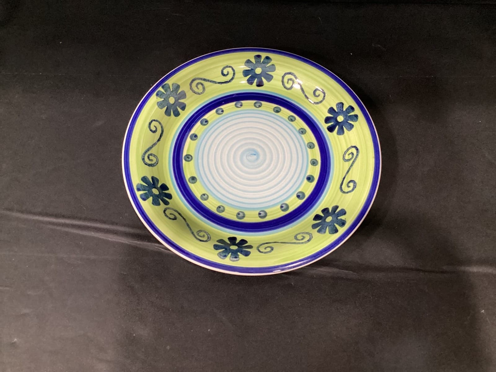 Vintage Mulberry Home Collection 4 Dinner Plates Green Blue Floral Swirl 10.5" * - Thumbnail 2