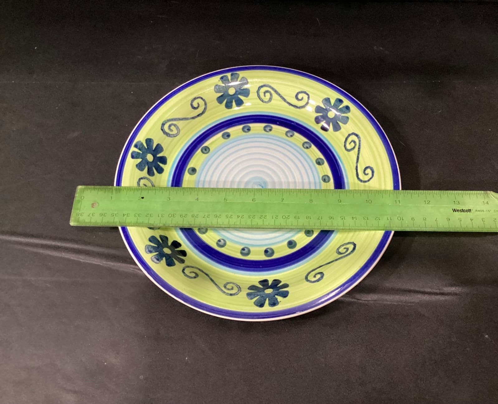 Vintage Mulberry Home Collection 4 Dinner Plates Green Blue Floral Swirl 10.5" * - Thumbnail 5
