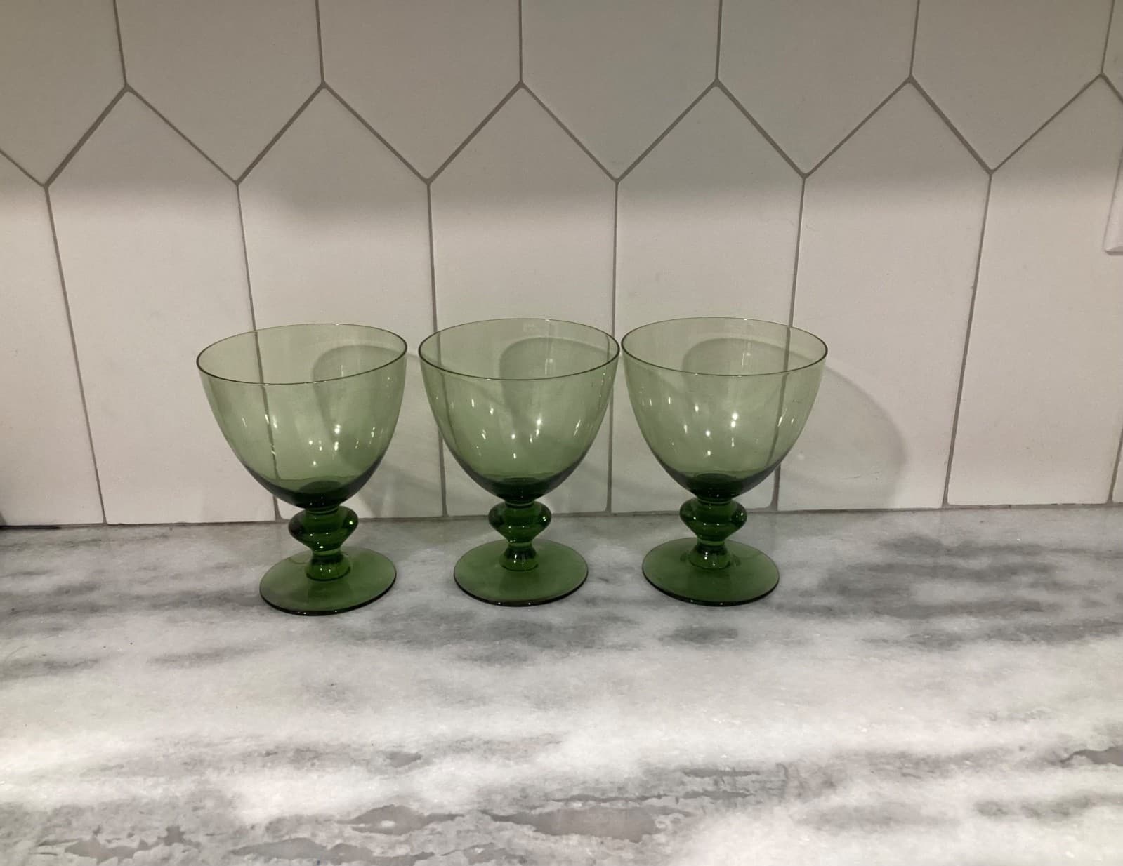 Orrefors Hand Blown Crystal Green Water Goblets MCM Barware Made In Sweden (3) - Thumbnail 10