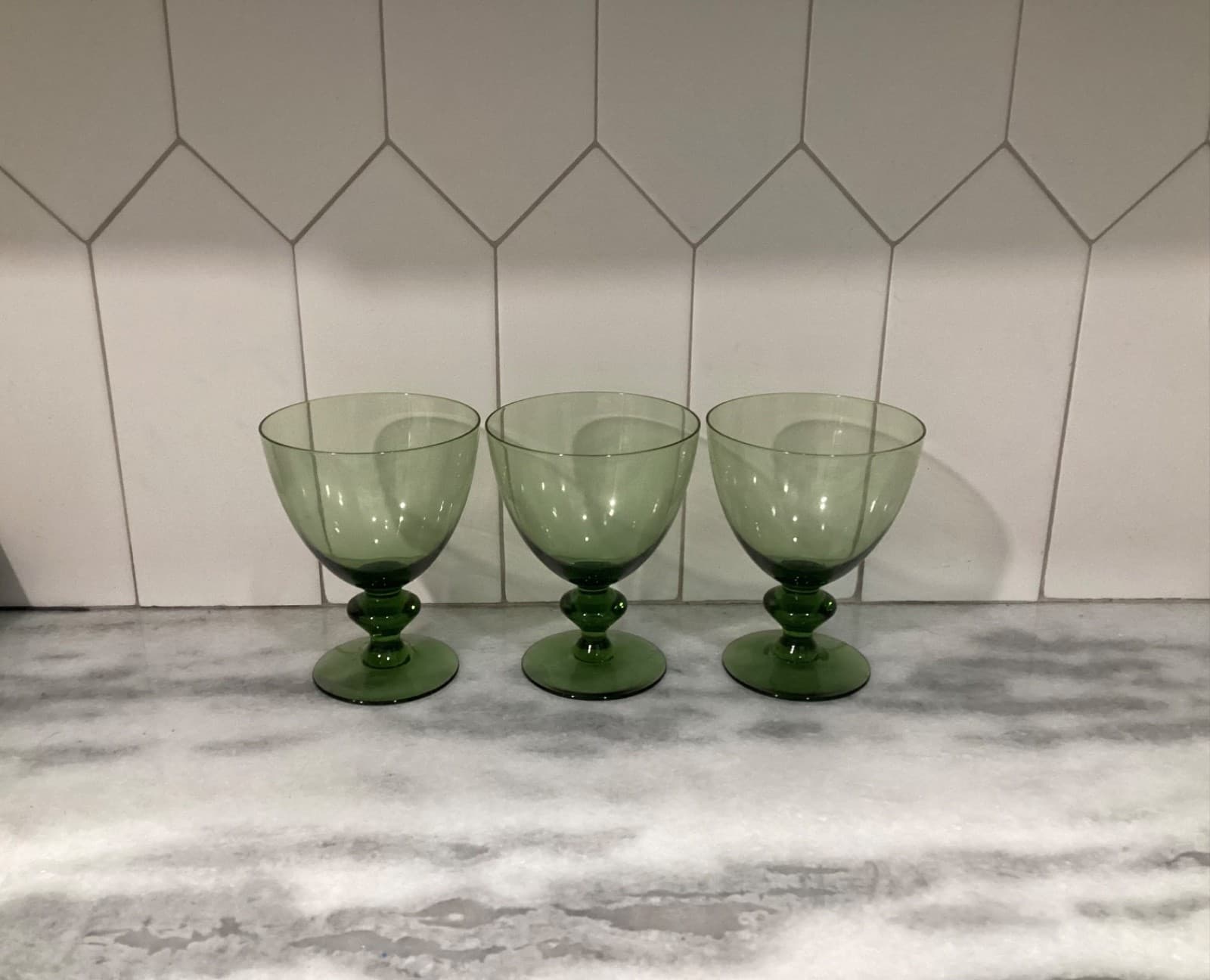 Orrefors Hand Blown Crystal Green Water Goblets MCM Barware Made In Sweden (3) - Thumbnail 8