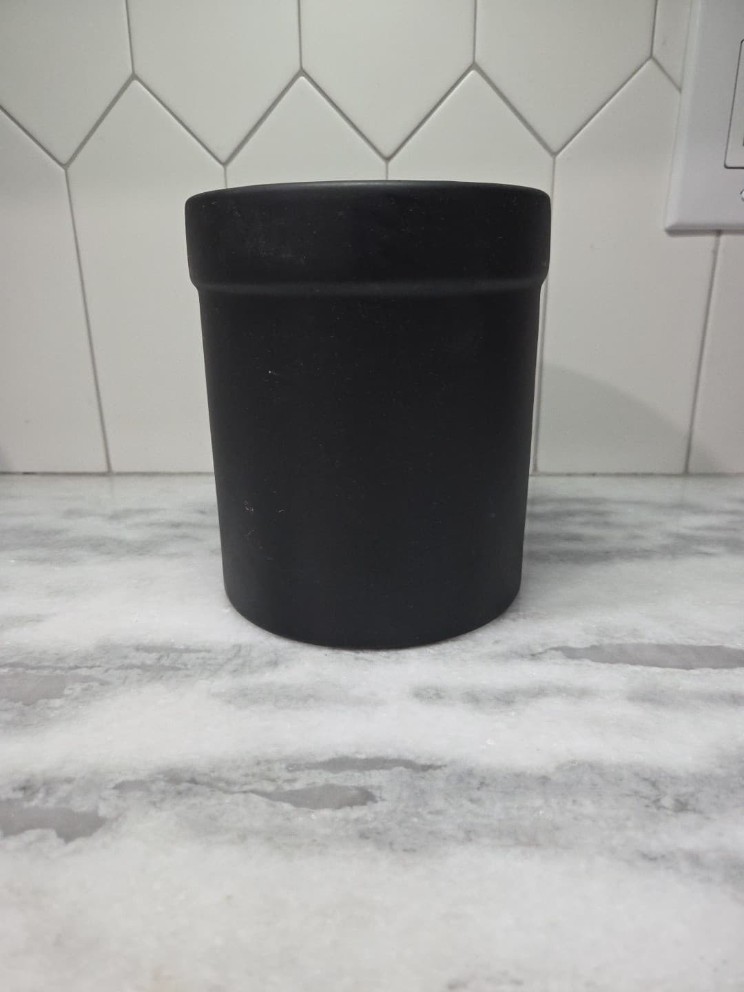 Pyrex Matte Black Utensil Holder, Vintage Kitchen Vessel, Stoneware Vase, Decor - Thumbnail 3