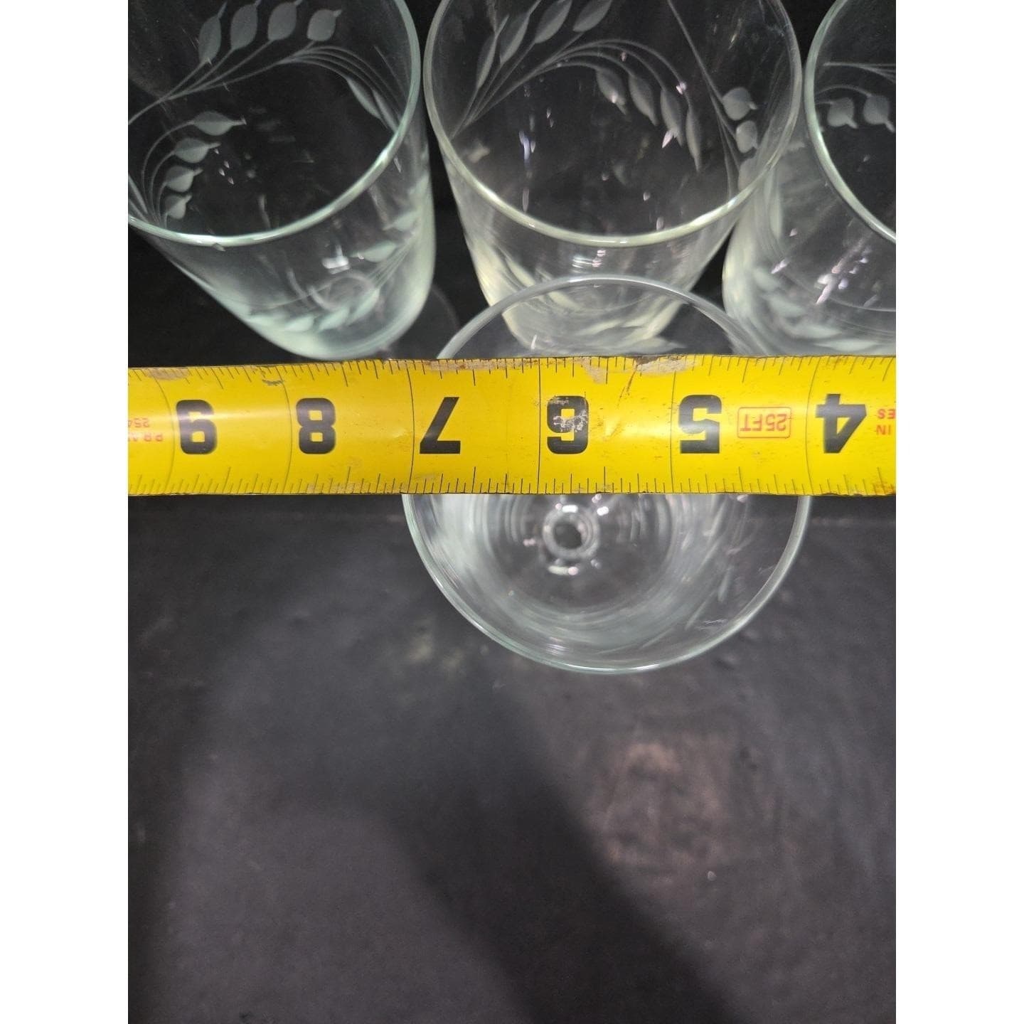 Libbey Etched Wheat Iced Tea Glasses, Vintage MCM Stemware, Set of 4, Drinkware - Thumbnail 9