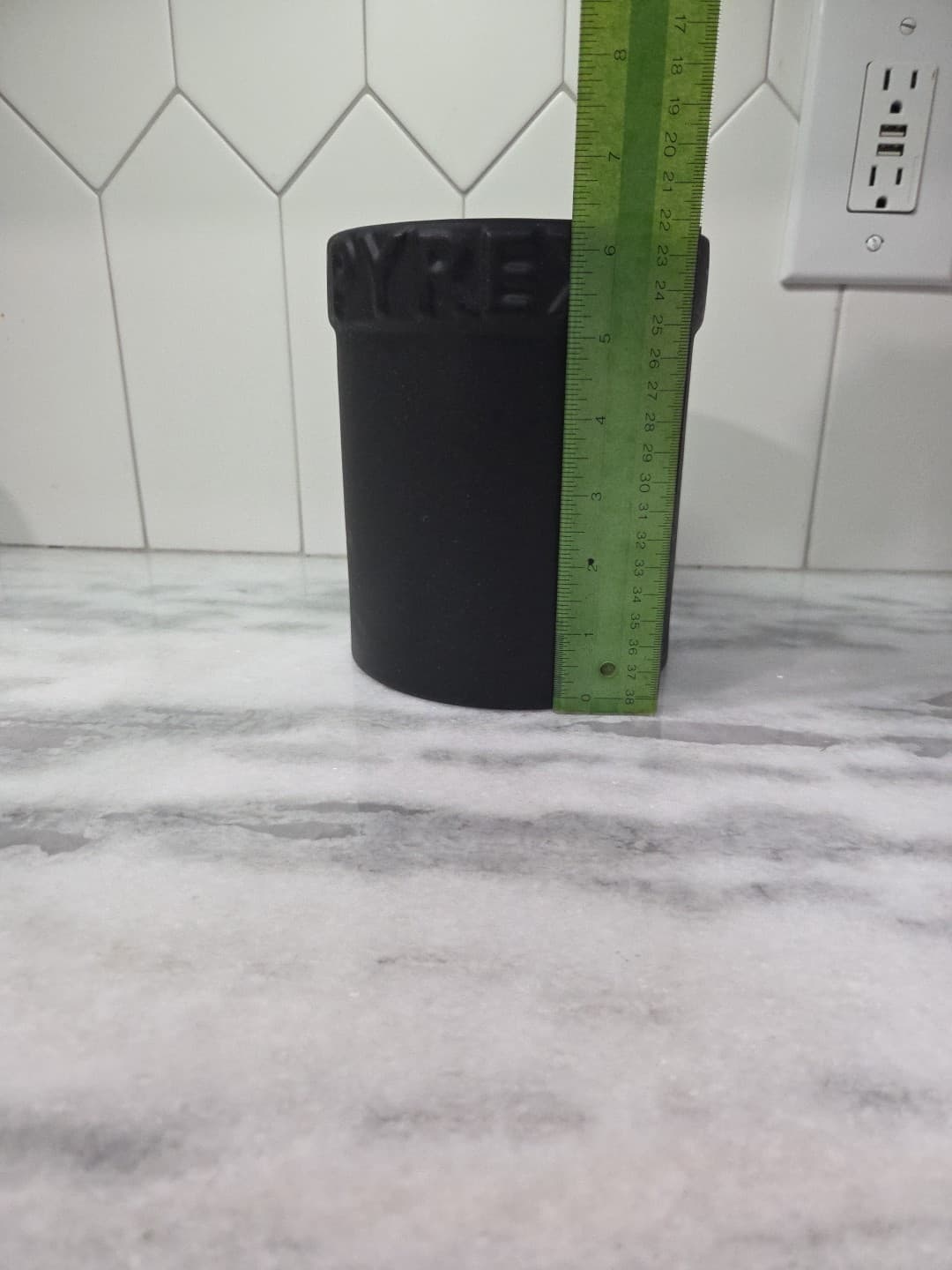 Pyrex Matte Black Utensil Holder, Vintage Kitchen Vessel, Stoneware Vase, Decor - Thumbnail 8