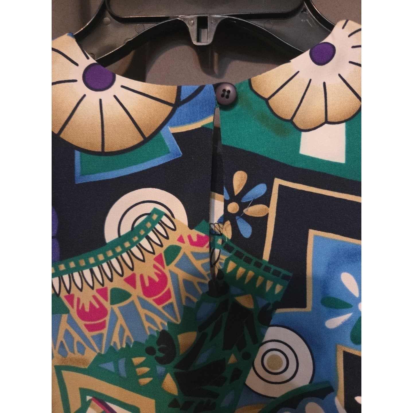 Petite Sophisticate Vintage Abstract Geometric Fan Print Blouse, Women's Size 6 - Thumbnail 8