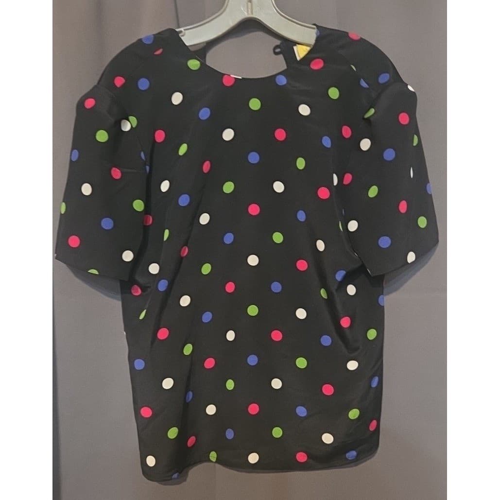 Kasper ASL Vintage Polka Dot Blouse, Black Multi Color Top, Women's Size 6 - Thumbnail 3