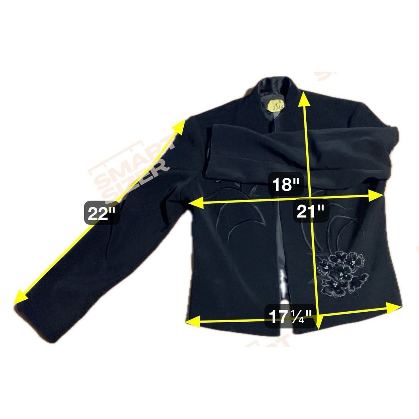 Positive Attitude 2 Piece Dress Jacket Set, Black Floral Embroidered, Size 6 - Thumbnail 2