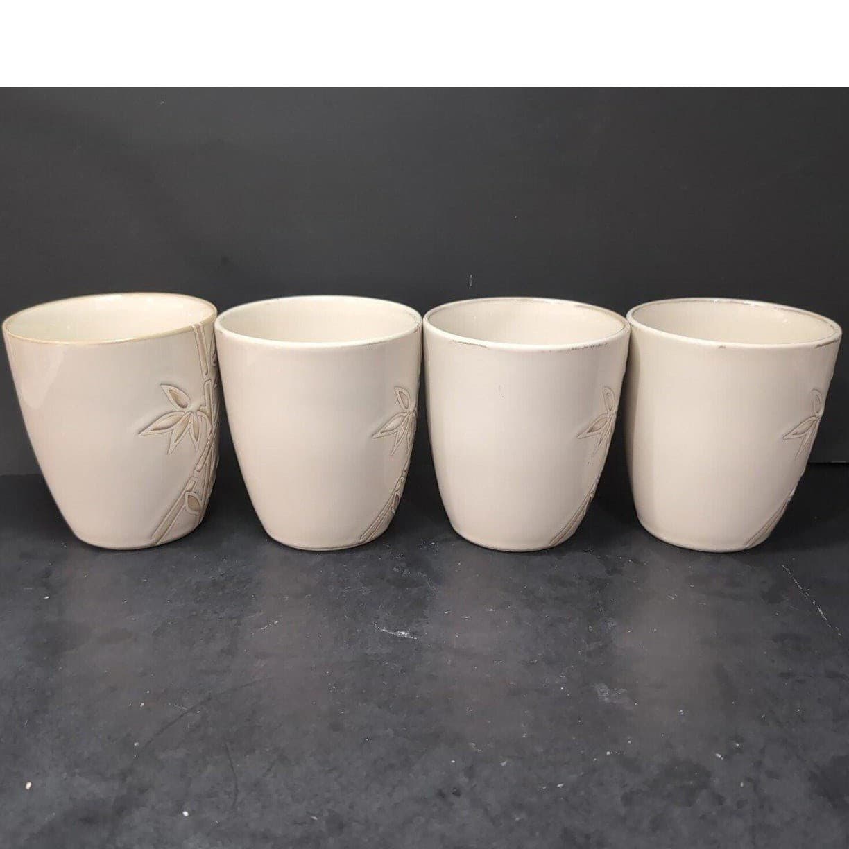Florida Marketplace Bamboo Design Coffee Cups, Set Of 4, Vintage Mugs, Drinkware - Thumbnail 5