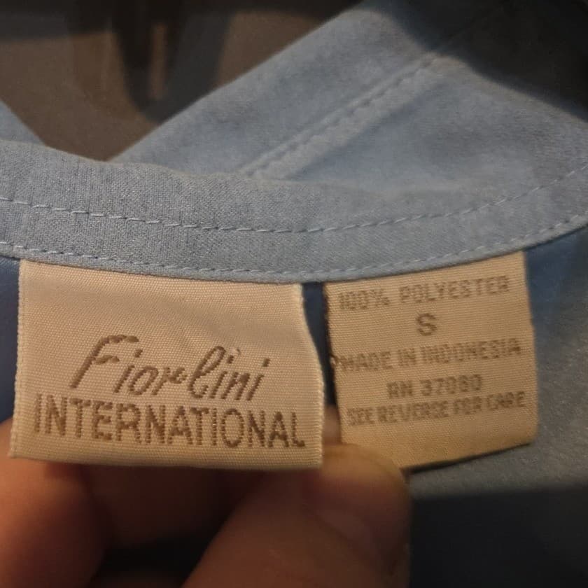 Fiorlini International Light Blue Faux Suede Button Down, Women's Small Shirt - Thumbnail 5