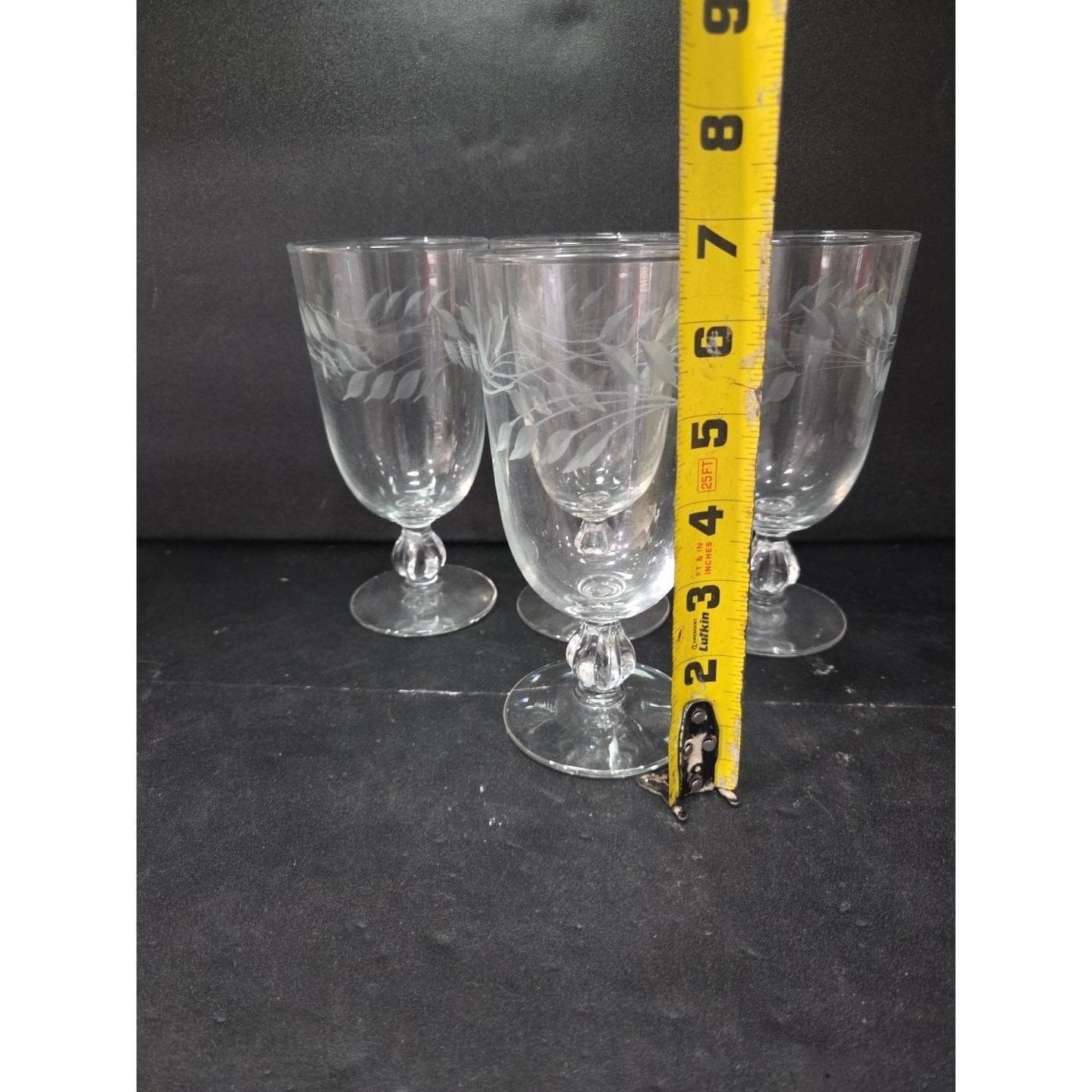 Libbey Etched Wheat Iced Tea Glasses, Vintage MCM Stemware, Set of 4, Drinkware - Thumbnail 8