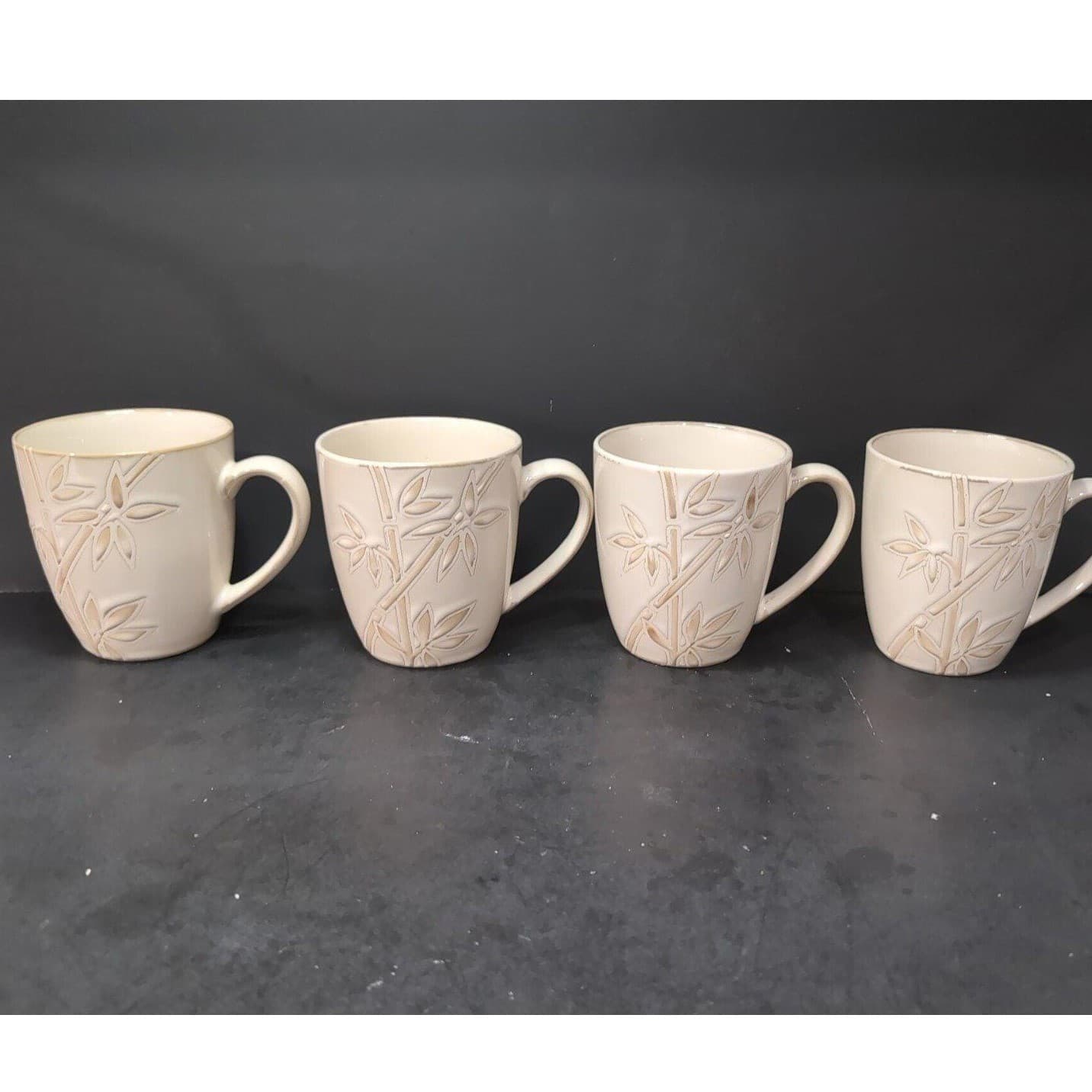 Florida Marketplace Bamboo Design Coffee Cups, Set Of 4, Vintage Mugs, Drinkware - Thumbnail 2