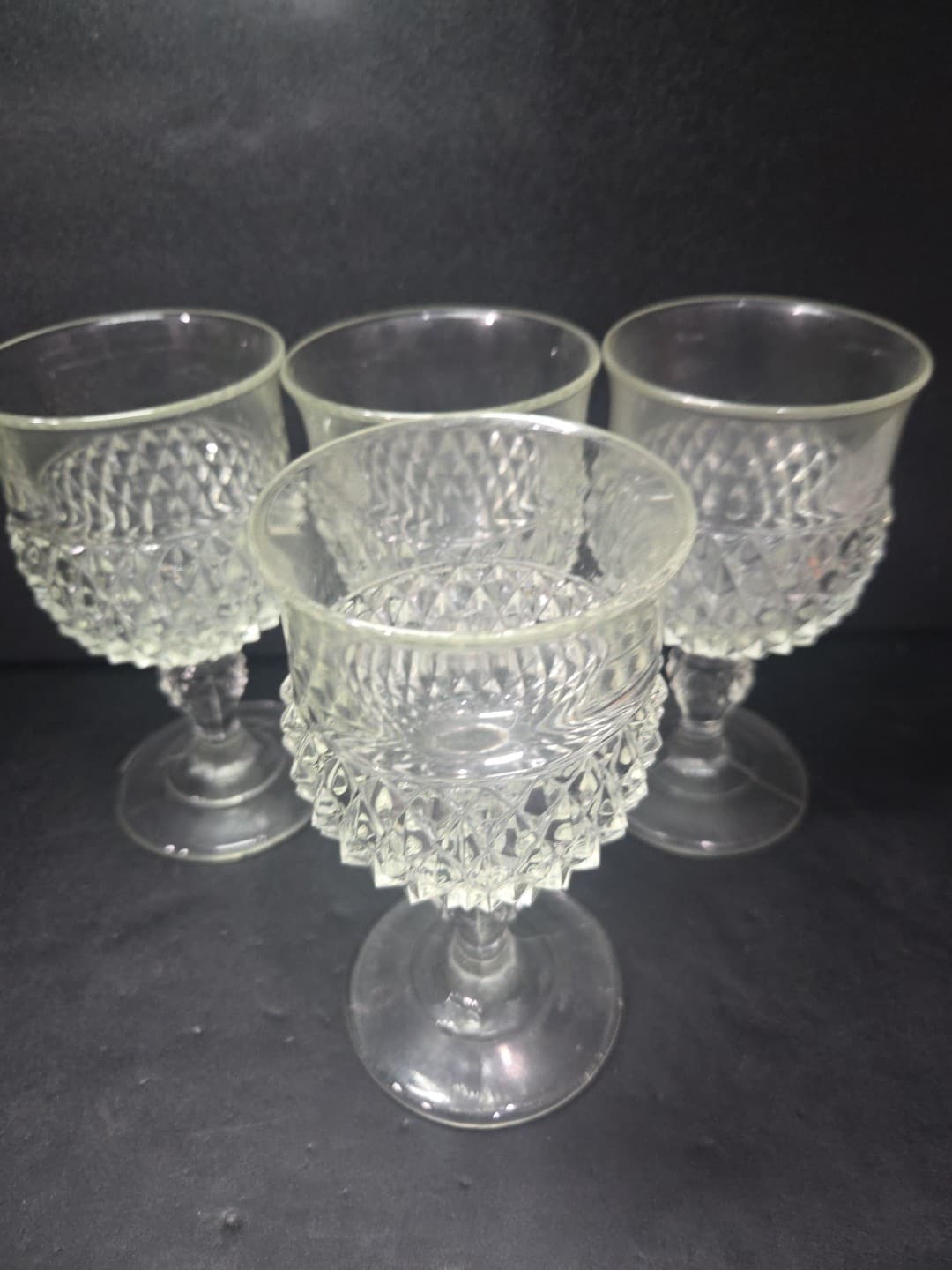 Indiana Glass Diamond Point Wine Glasses, Clear Set of 4, Drinkware, Bar Glasses - Thumbnail 5