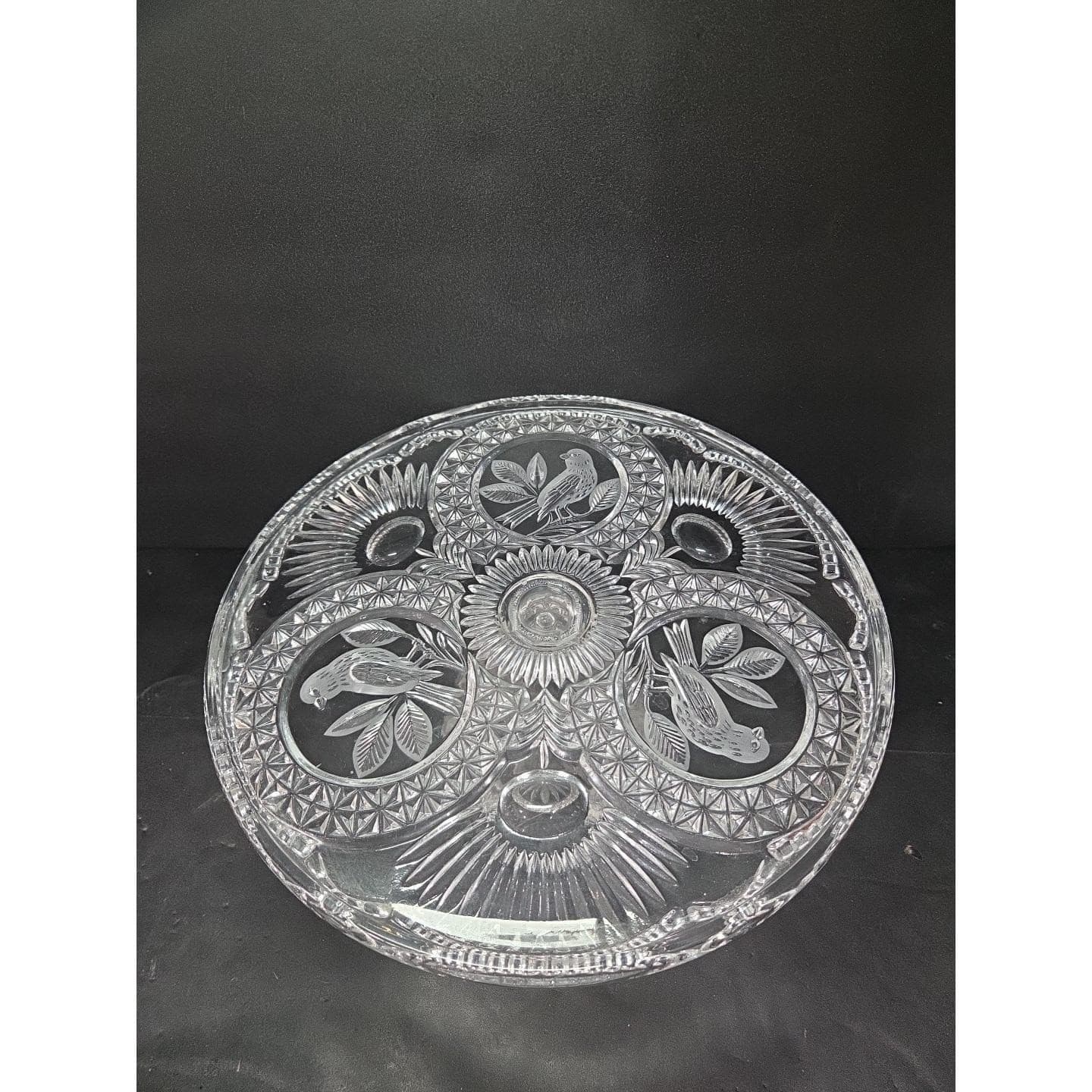 Hofbauer Byrds German Crystal Pedestal Cake Stand, Non-Original Lid, Serve Ware - Thumbnail 2