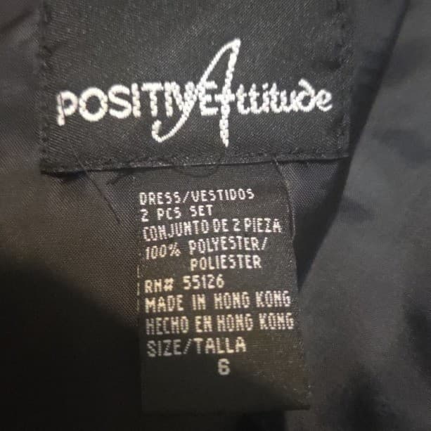 Positive Attitude 2 Piece Dress Jacket Set, Black Floral Embroidered, Size 6 - Thumbnail 9