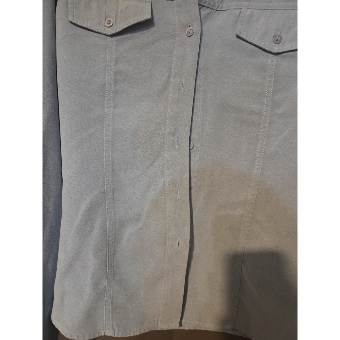 Fiorlini International Light Blue Faux Suede Button Down, Women's Small Shirt - Thumbnail 7