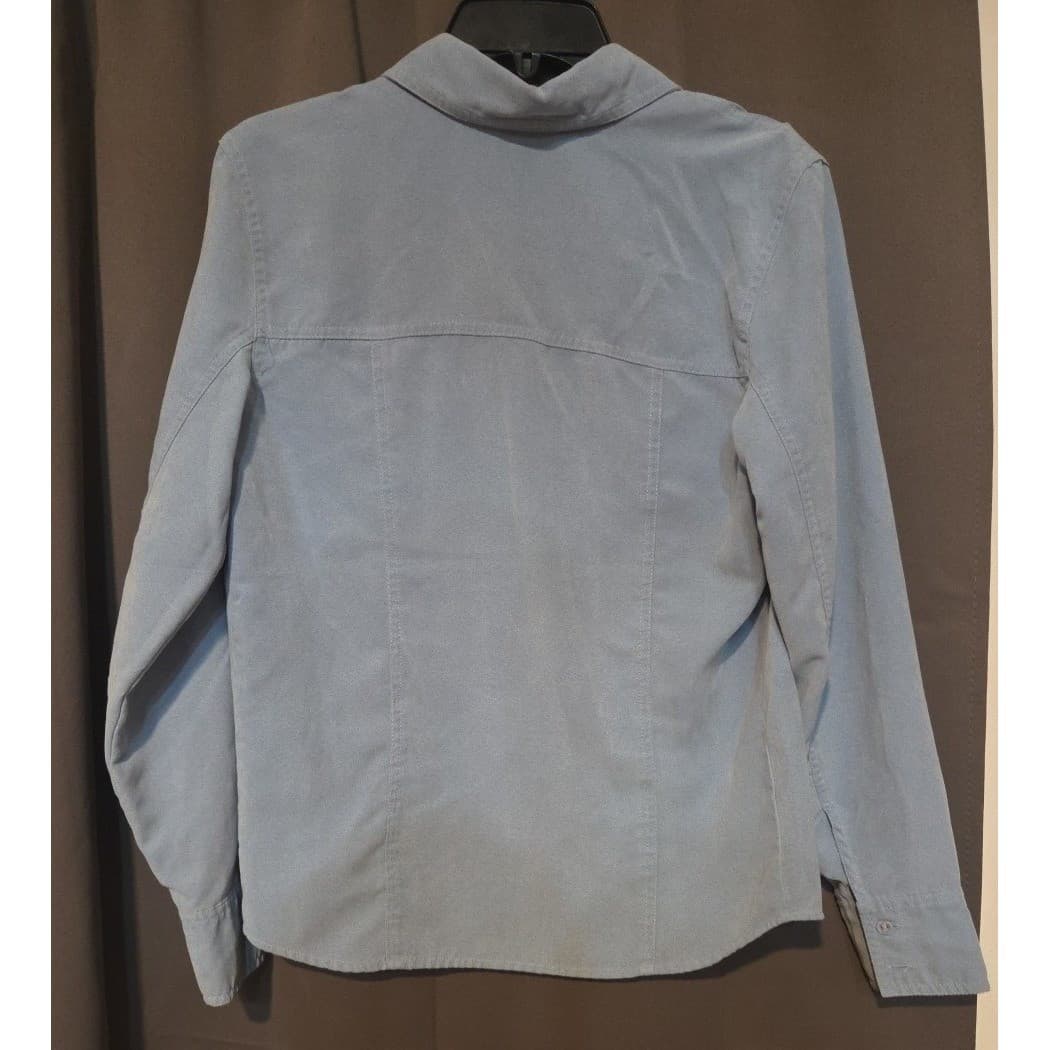 Fiorlini International Light Blue Faux Suede Button Down, Women's Small Shirt - Thumbnail 4