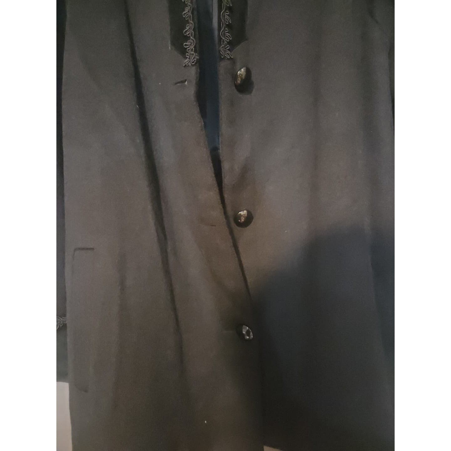 Jonathan Michael Black Wool Velvet Trim Soutache Coat, Women's Size 6 Jacket USA - Thumbnail 6