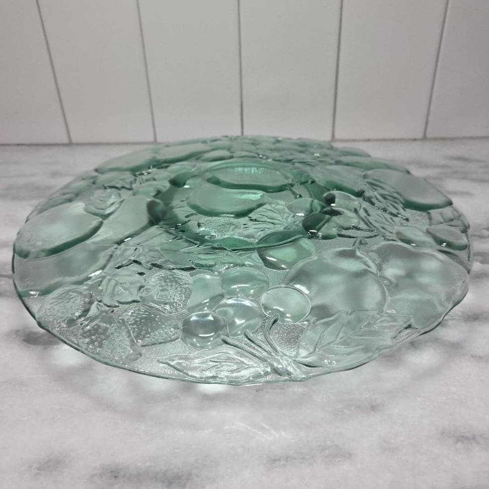 Libbey Teal Serving Tray with Dip Bowl, Vintage Orchard Design Dish, Serveware - Thumbnail 10