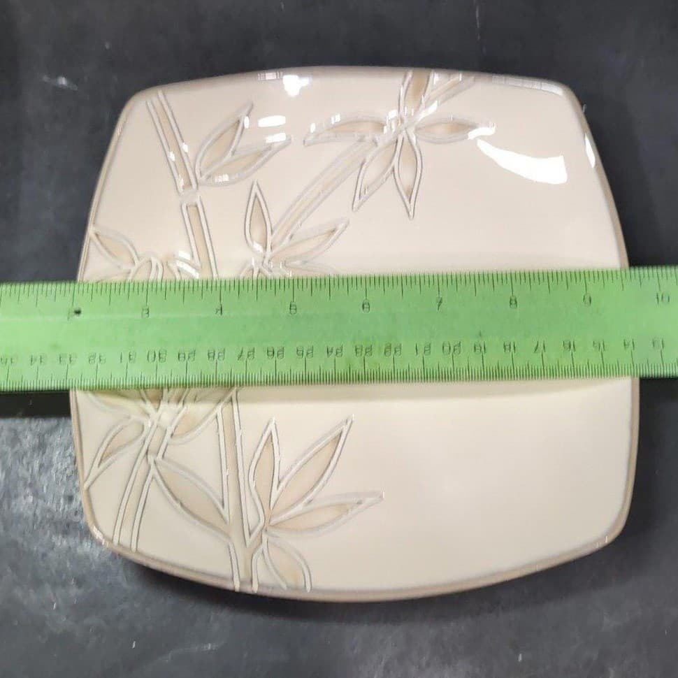 Florida Marketplace Bamboo Design Salad Plates, Set of 4, Vintage Square Dishes - Thumbnail 5