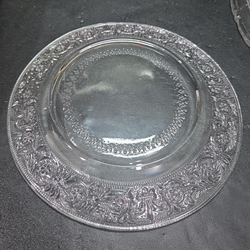 Holiday Time Clear Glass Dessert Service, 7 Piece Set, Vintage Sandwich Design - Thumbnail 10
