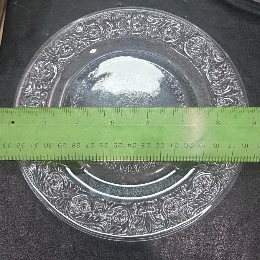 Holiday Time Clear Glass Dessert Service, 7 Piece Set, Vintage Sandwich Design - Thumbnail 8