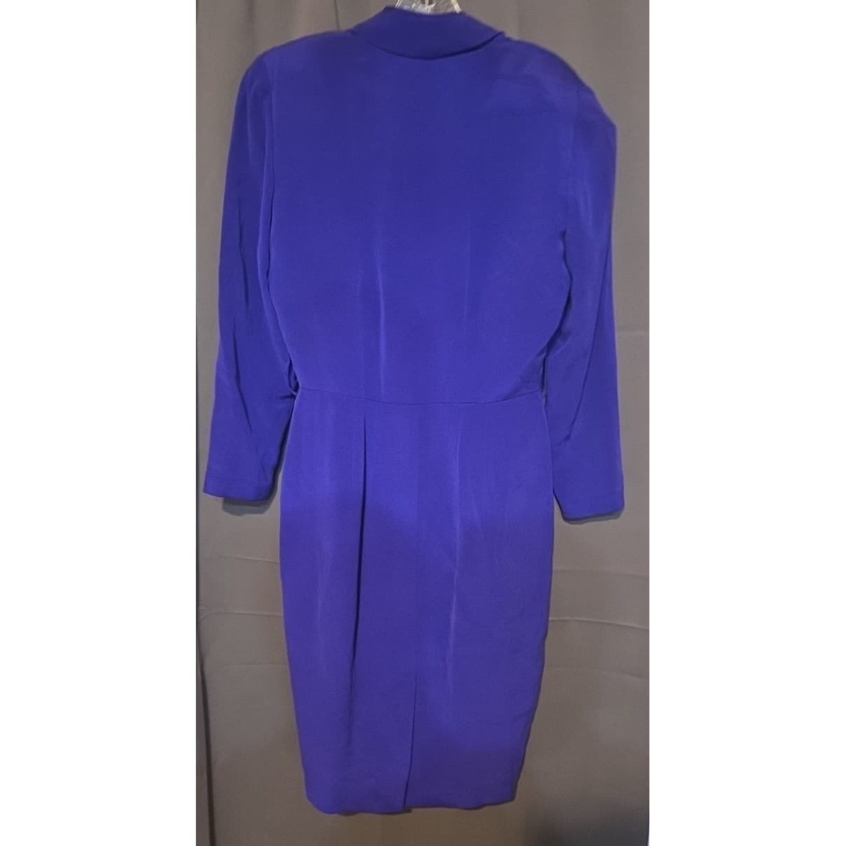 Dana Buchman Royal Purple Wrap Front Ruffle Sheath Dress. Women's Size 8 - Thumbnail 4