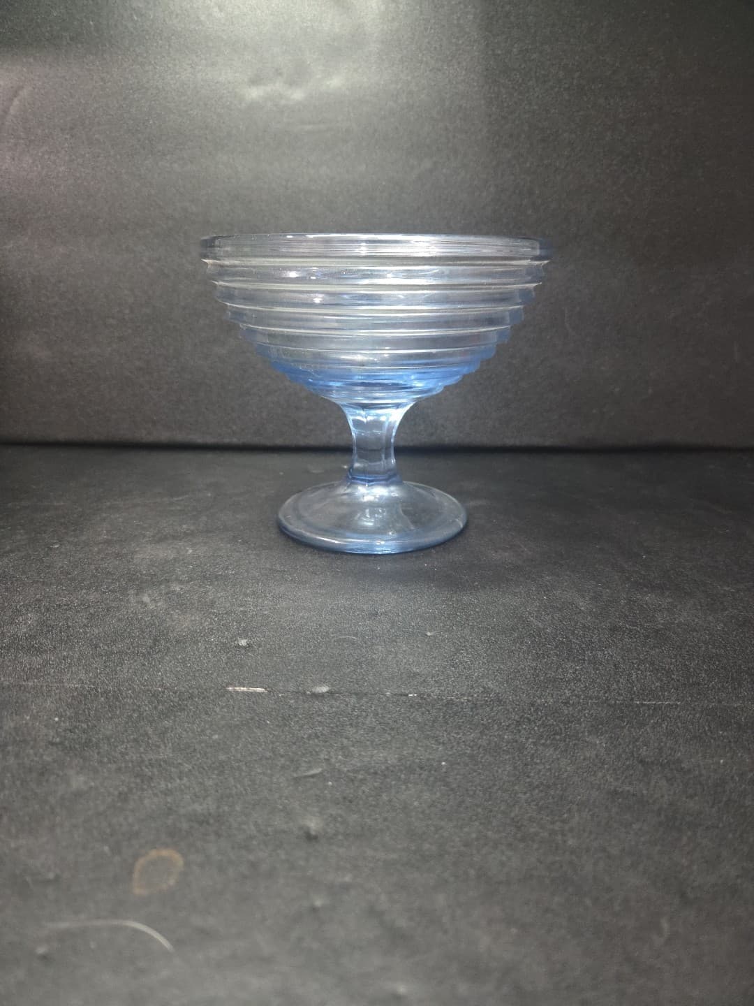 Anchor Hocking Park Avenue Dessert Bowl, Vtg Aqua Blue Glassware, Footed Bowl - Thumbnail 3