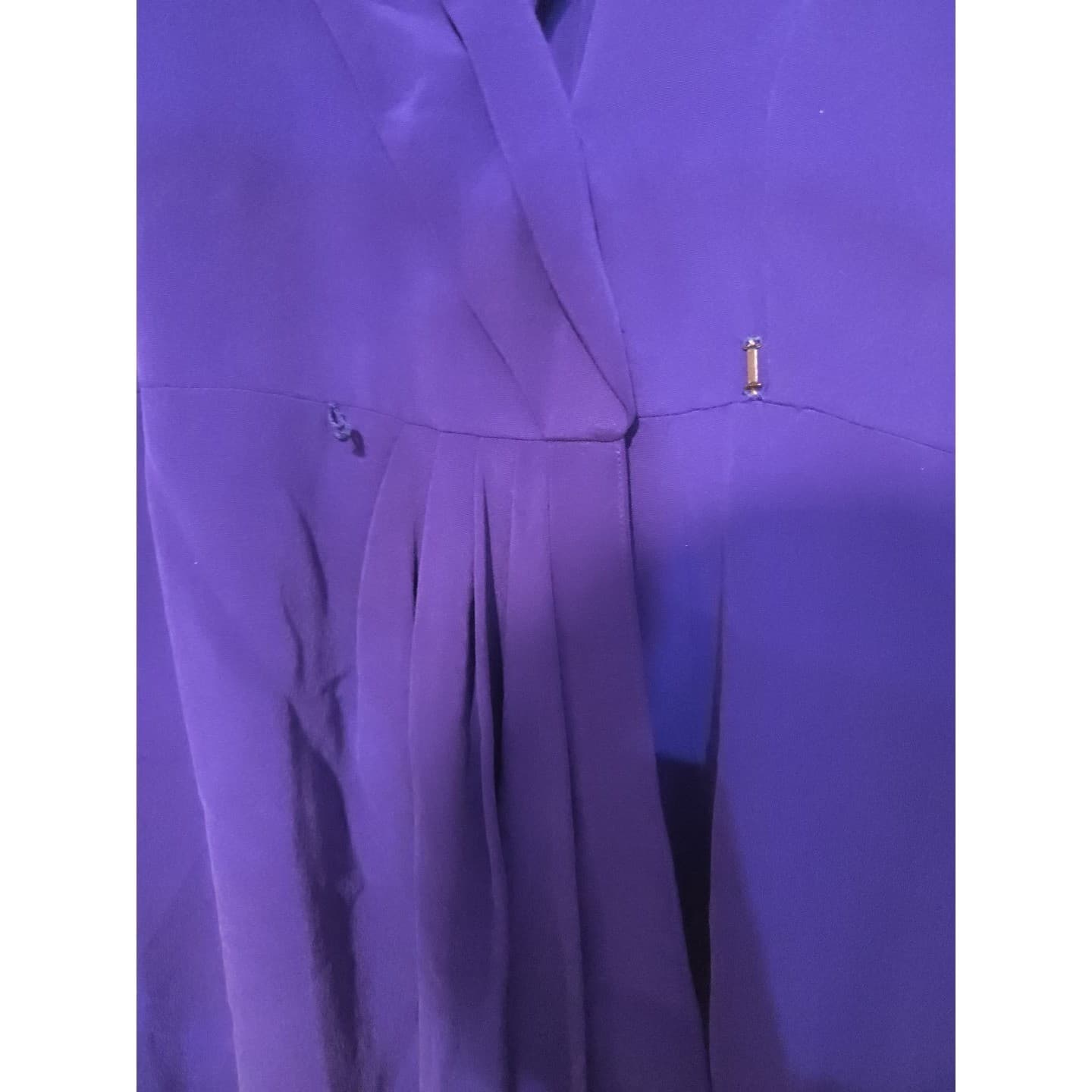 Dana Buchman Royal Purple Wrap Front Ruffle Sheath Dress. Women's Size 8 - Thumbnail 7
