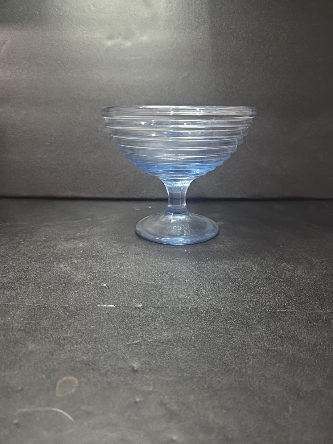 Anchor Hocking Park Avenue Dessert Bowl, Vtg Aqua Blue Glassware, Footed Bowl - Thumbnail 4