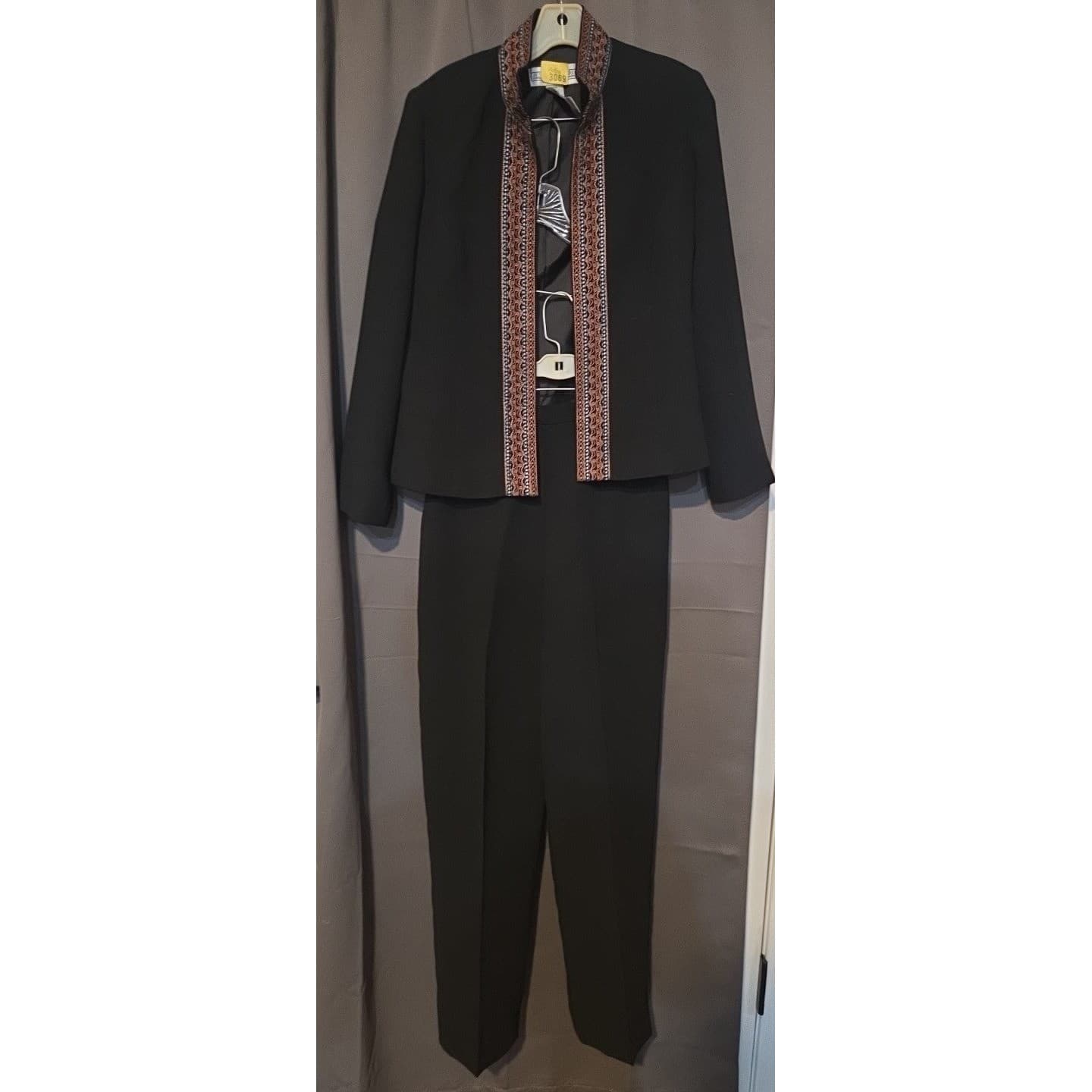 Jessica Howard Womens 2 Piece Pant Suit Set, Black Embroidered Trim, Size 6 - Thumbnail 4