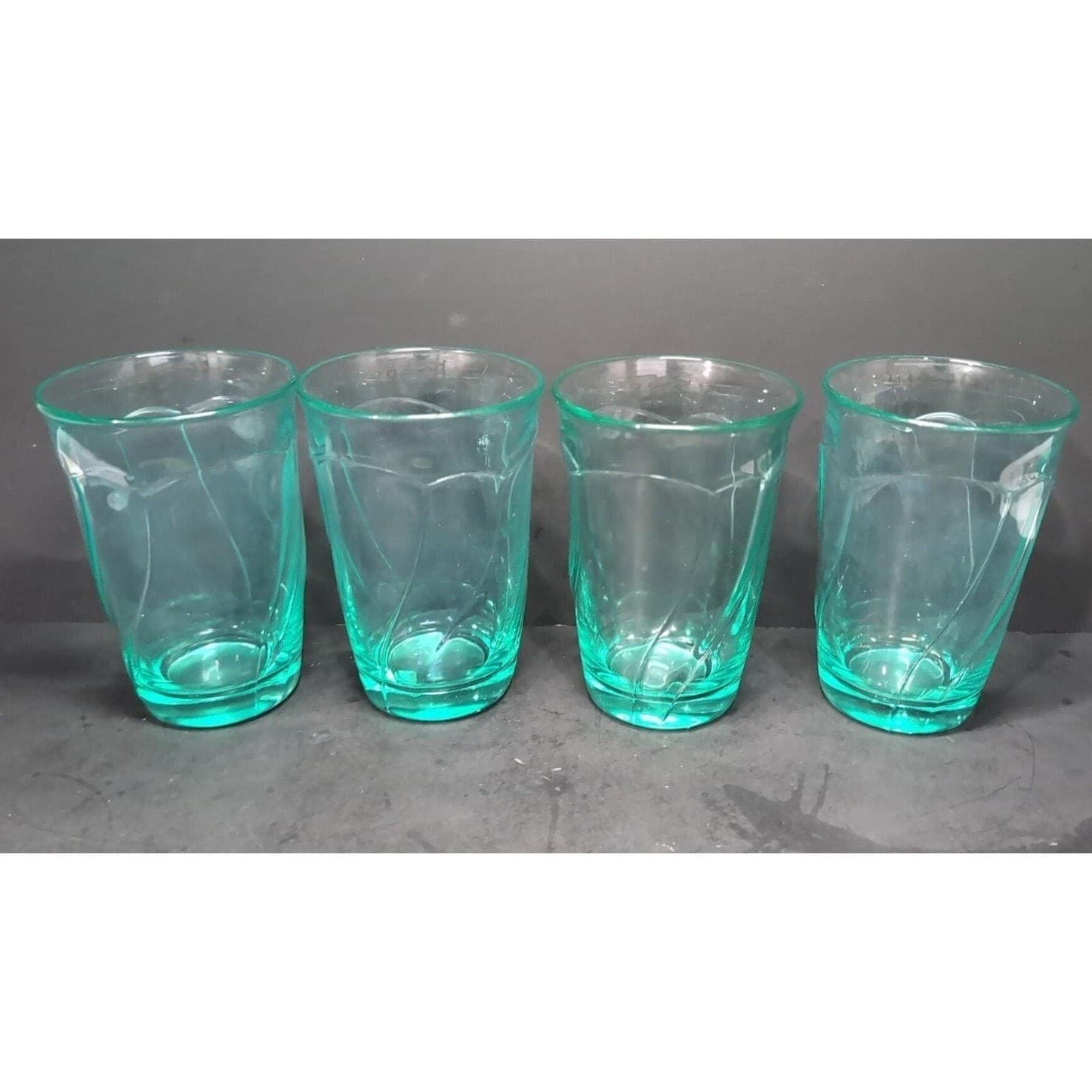Noritake Sweet Swirl Aqua Highball Tumblers, Set Of 4, Vintage Drinking Glasses - Thumbnail 4