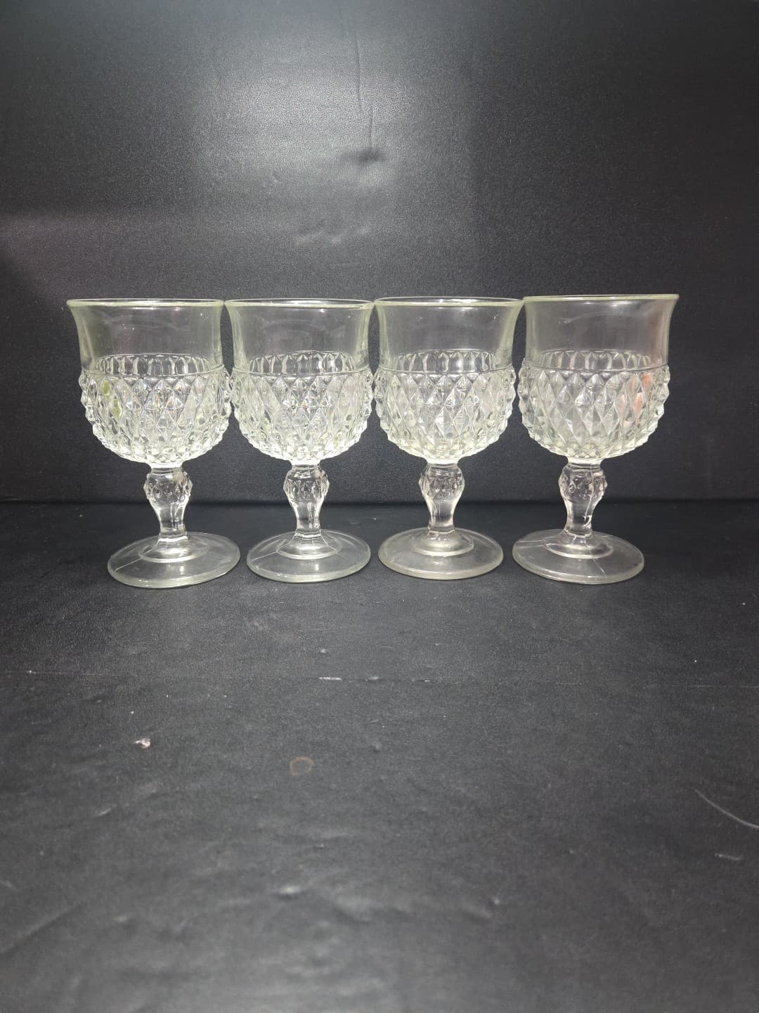 Indiana Glass Diamond Point Wine Glasses, Clear Set of 4, Drinkware, Bar Glasses - Thumbnail 2