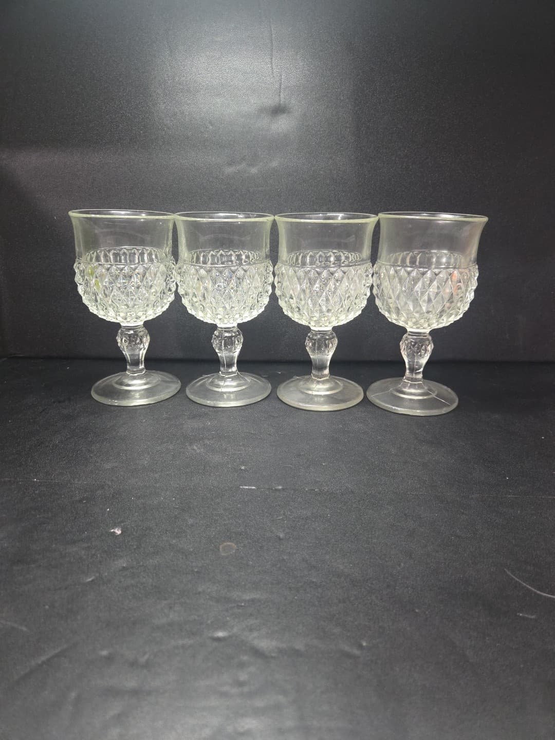 Indiana Glass Diamond Point Wine Glasses, Clear Set of 4, Drinkware, Bar Glasses - Thumbnail 3