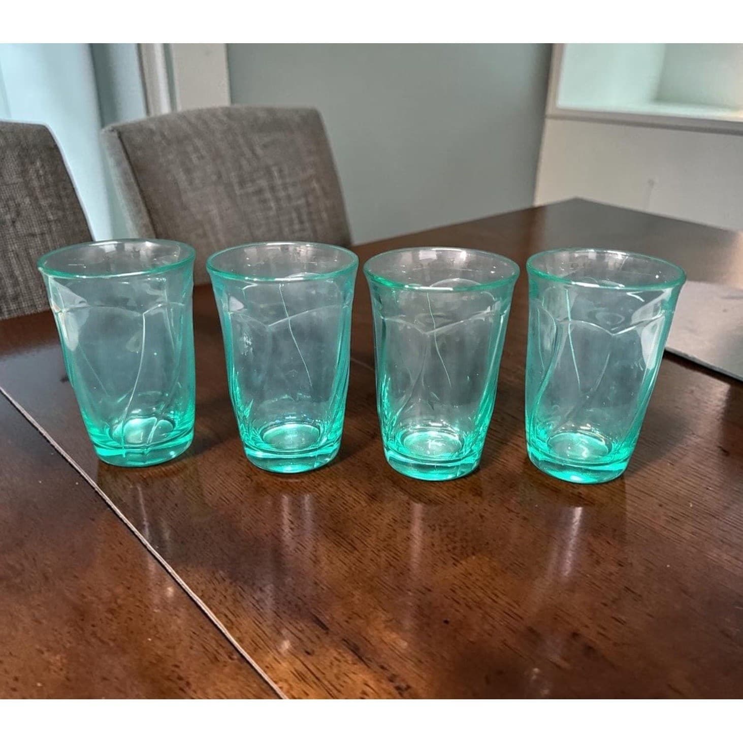 Noritake Sweet Swirl Aqua Highball Tumblers, Set Of 4, Vintage Drinking Glasses