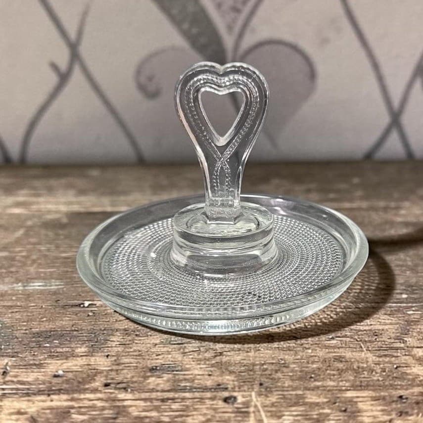 Duncan & Miller Crystal Sweetmeat Dish, Vintage Tear Drop Design, Heart Handle