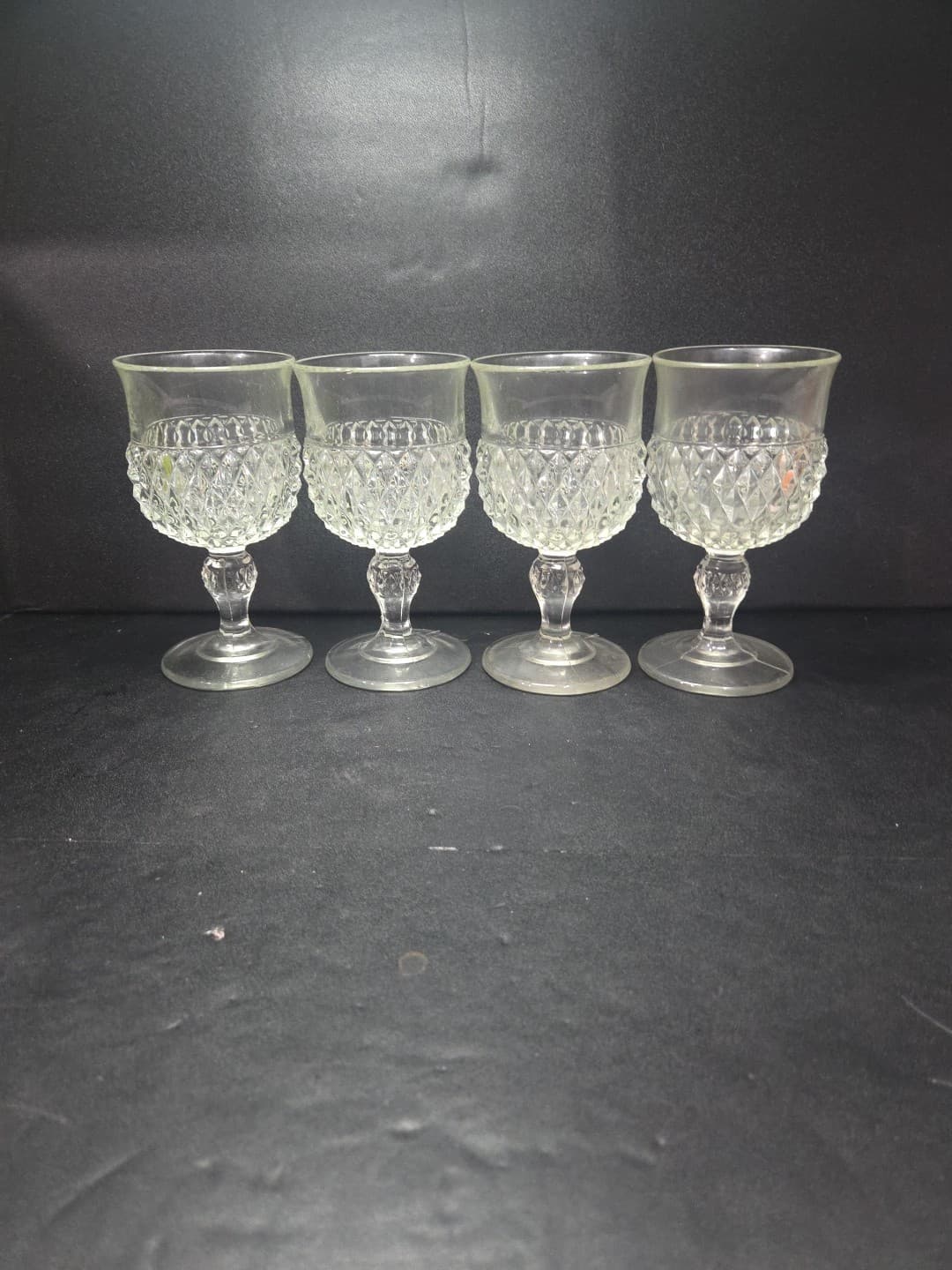 Indiana Glass Diamond Point Wine Glasses, Clear Set of 4, Drinkware, Bar Glasses - Thumbnail 4