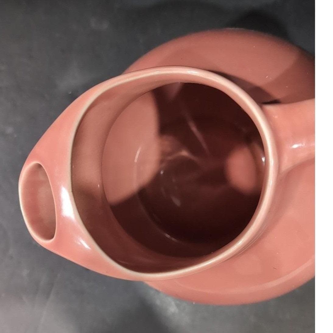 Homer Laughlin Harlequin Rose Pitcher, Vintage Pink Mauve Art Deco Water Jug - Thumbnail 5