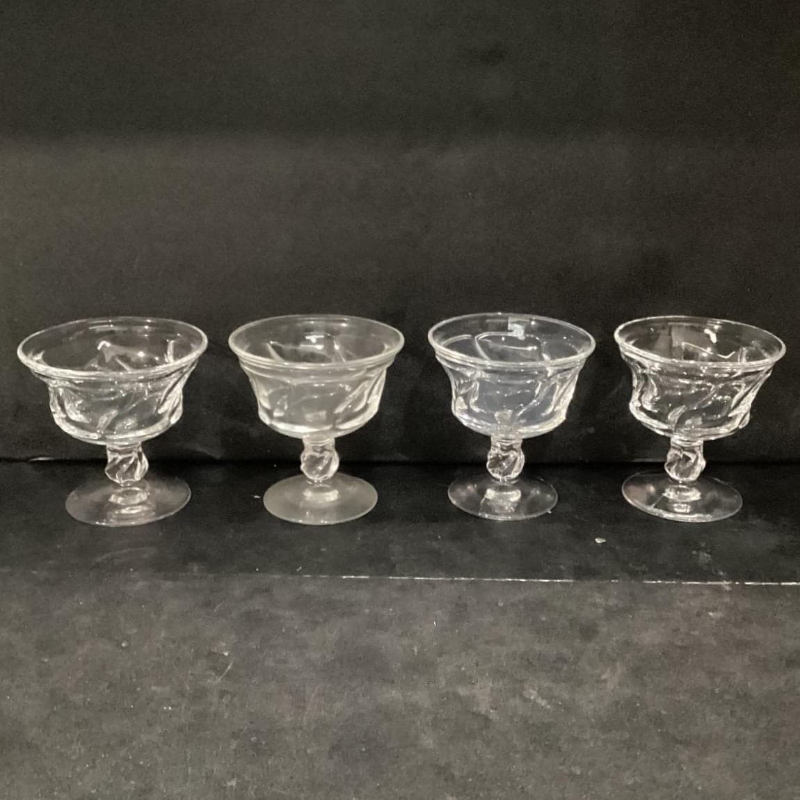 Fostoria Jamestown Clear Champagne Coupes, Set of 4, Vintage Dessert Glasses - Thumbnail 2
