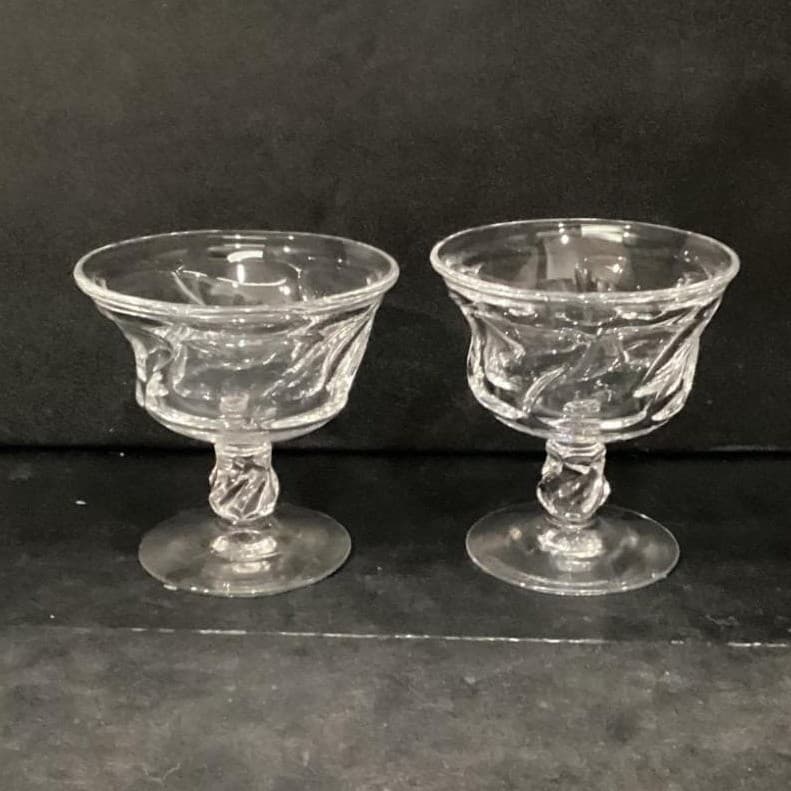 Fostoria Jamestown Clear Champagne Coupes, Set of 2, Vintage Dessert Glasses - Thumbnail 9
