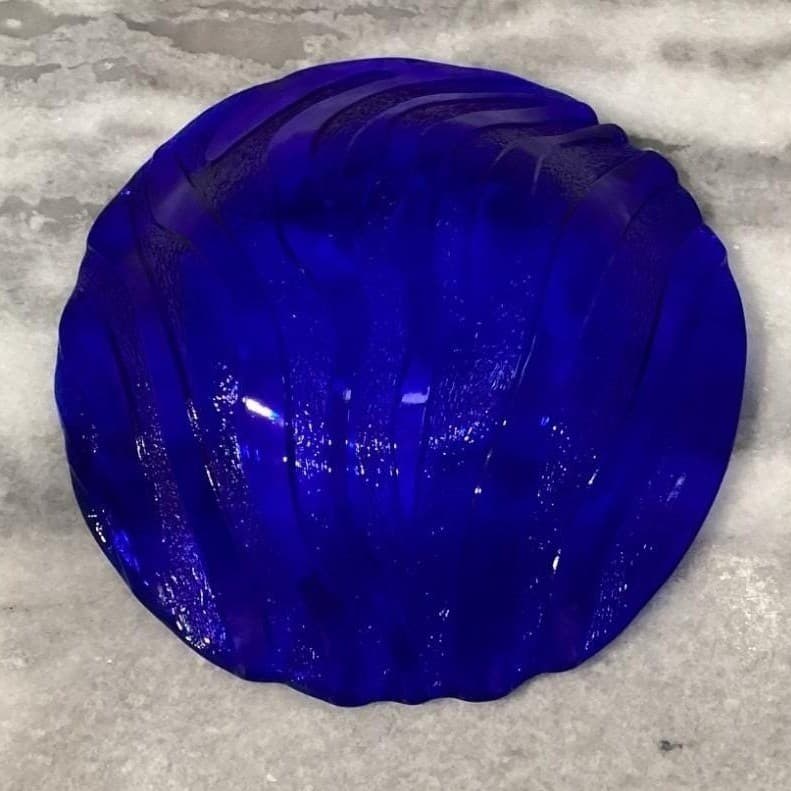 IVV Cobalt Blue Glass Pasta Bowl, Vintage Textured Wavy Stripes Design Tableware - Thumbnail 5