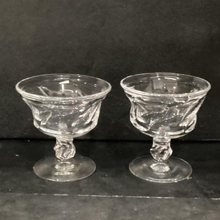 Fostoria Jamestown Clear Champagne Coupes, Set of 2, Vintage Dessert Glasses - Thumbnail 8