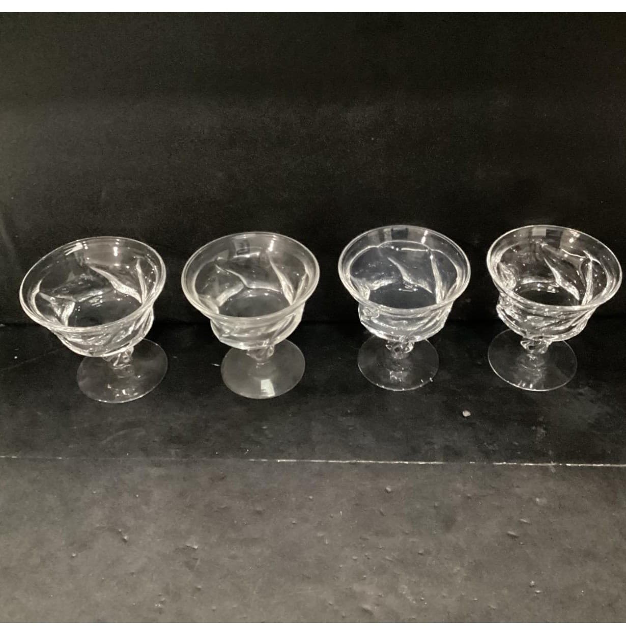 Fostoria Jamestown Clear Champagne Coupes, Set of 4, Vintage Dessert Glasses - Thumbnail 3