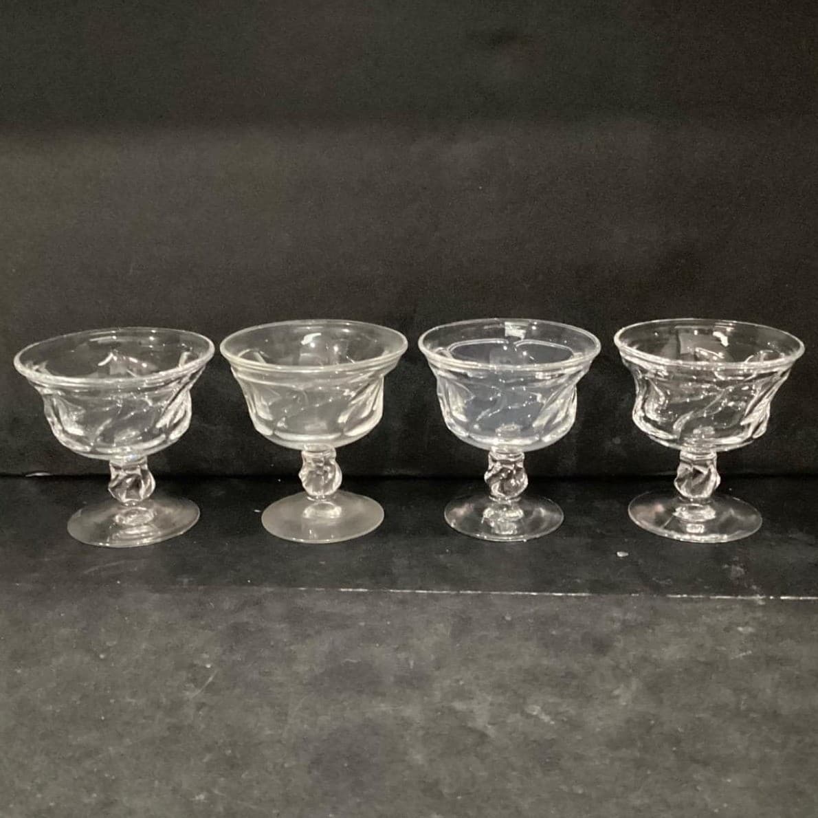 Fostoria Jamestown Clear Champagne Coupes, Set of 4, Vintage Dessert Glasses - Thumbnail 8