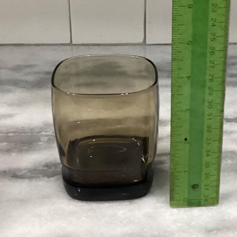 Libbey Carrington Brown Rock Glasses, Set of 3, Vintage Square Base, Drinkware - Thumbnail 6