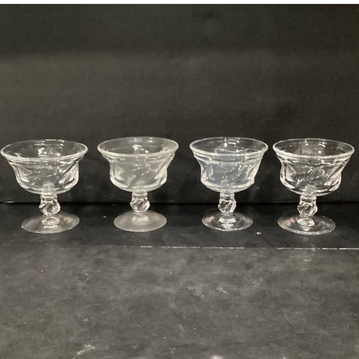 Fostoria Jamestown Clear Champagne Coupes, Set of 4, Vintage Dessert Glasses - Thumbnail 11