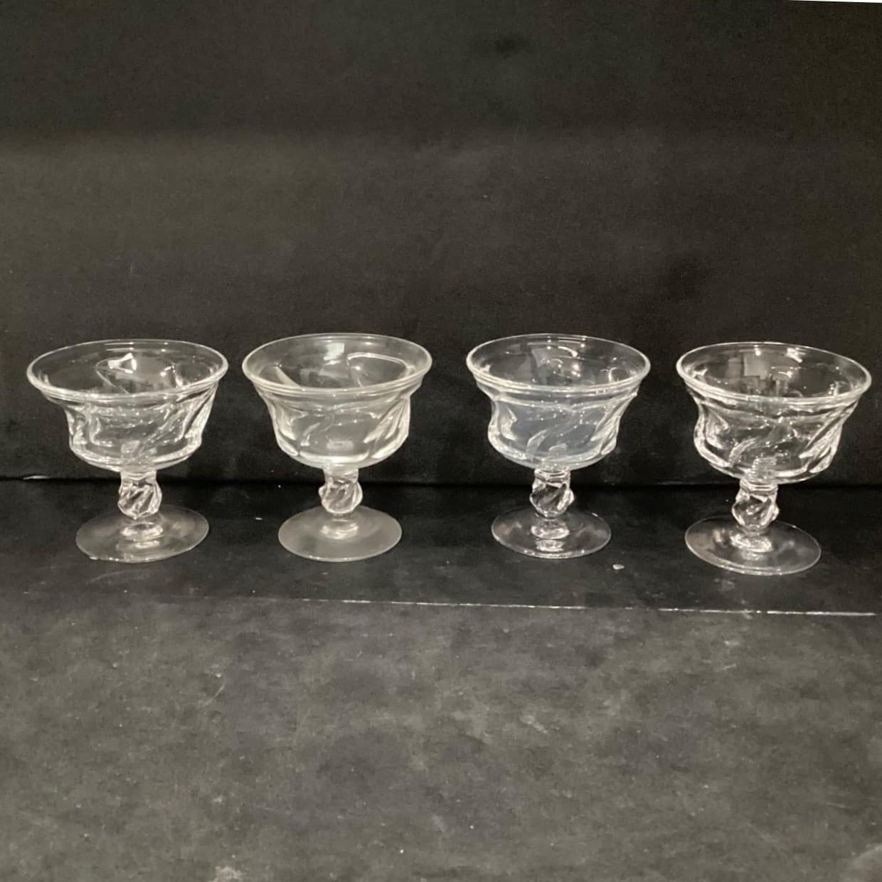 Fostoria Jamestown Clear Champagne Coupes, Set of 4, Vintage Dessert Glasses - Thumbnail 12