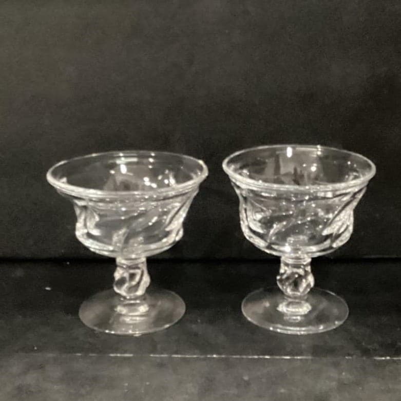 Fostoria Jamestown Clear Champagne Coupes, Set of 2, Vintage Dessert Glasses - Thumbnail 10
